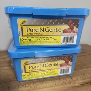 VTG Lot of 2 NOS SEALED PureN' Gentle Pure N Gentle Baby Wipes Props 80 Wipes